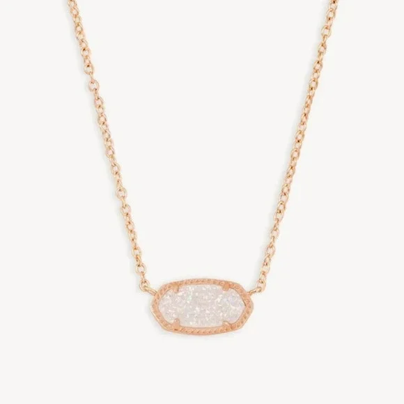 Kendra Scott Elisa Necklace Irisdescent Druzy in Rose Gold Metal - Picture 5 of 6